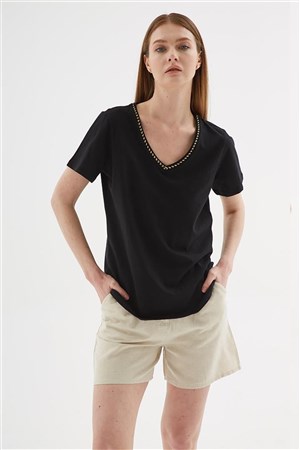 Fashion Friends Kadın T-Shirt 25Y0478K1 Siyah