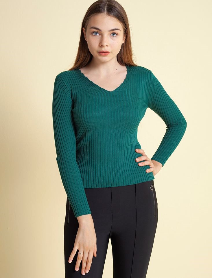 Fashion Friends Kadın Kazak 9K0392B1 Yeşil / Green