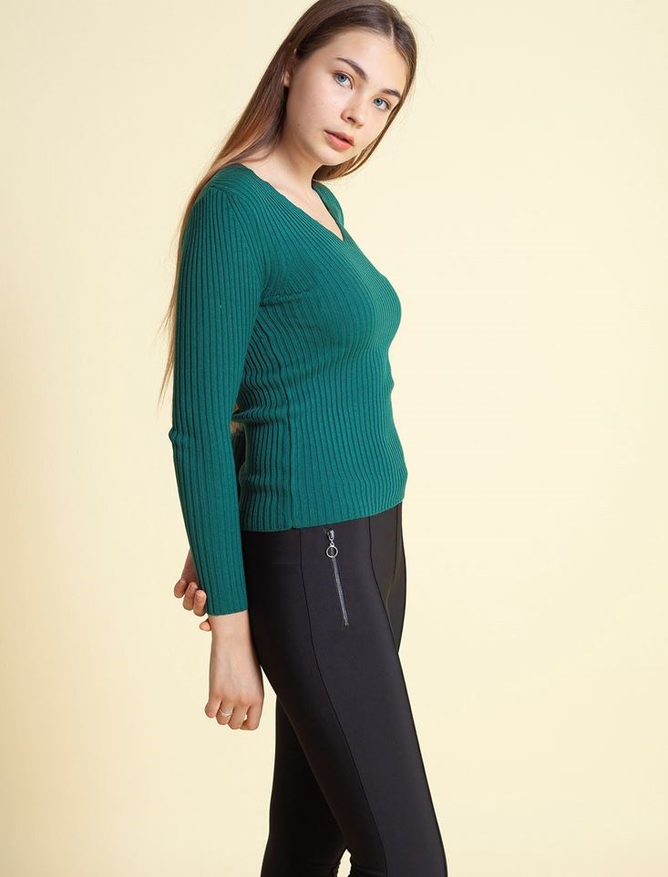 Fashion Friends Kadın Kazak 9K0392B1 Yeşil / Green