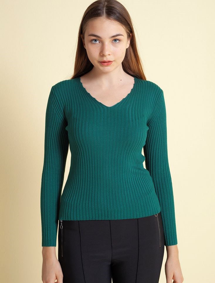 Fashion Friends Kadın Kazak 9K0392B1 Yeşil / Green