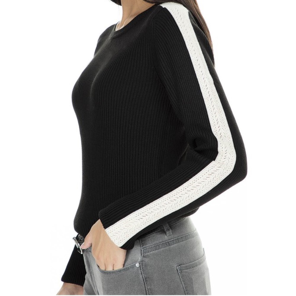 Fashion Friends Kadın Kazak 9K0611B1 Ekru Çizgili / Ecru Striped