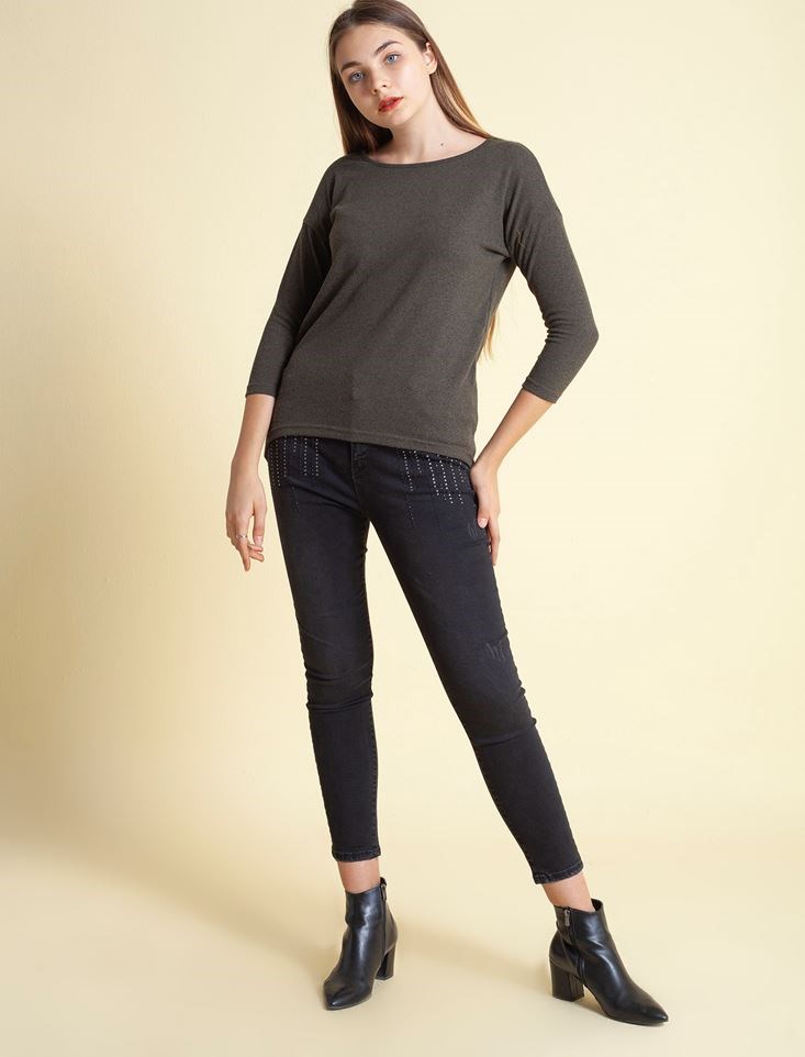 Fashion Friends Kadın Bluz 9K0622B1 Haki Melanj
