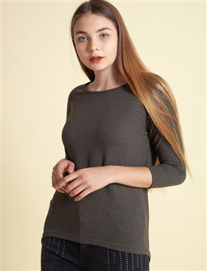Fashion Friends Kadın Bluz 9K0622B1 Haki Melanj