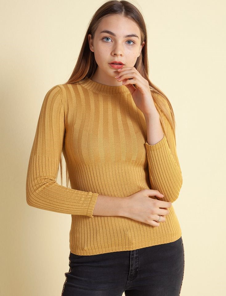 Fashion Friends Kadın T-Shirt 9K0658B1 Hardal / Mustard