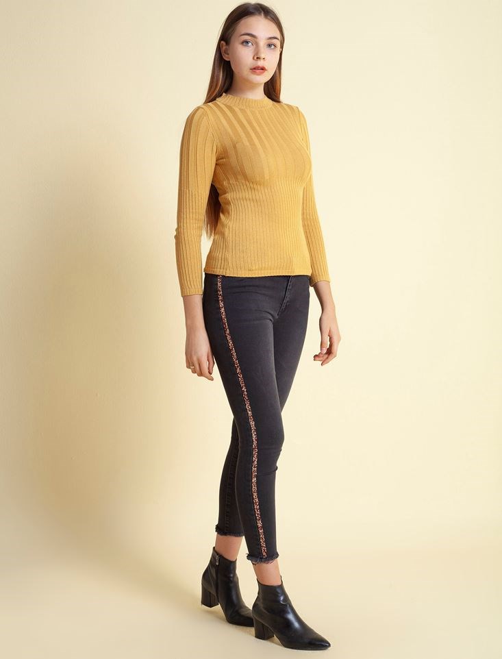 Fashion Friends Kadın T-Shirt 9K0658B1 Hardal / Mustard