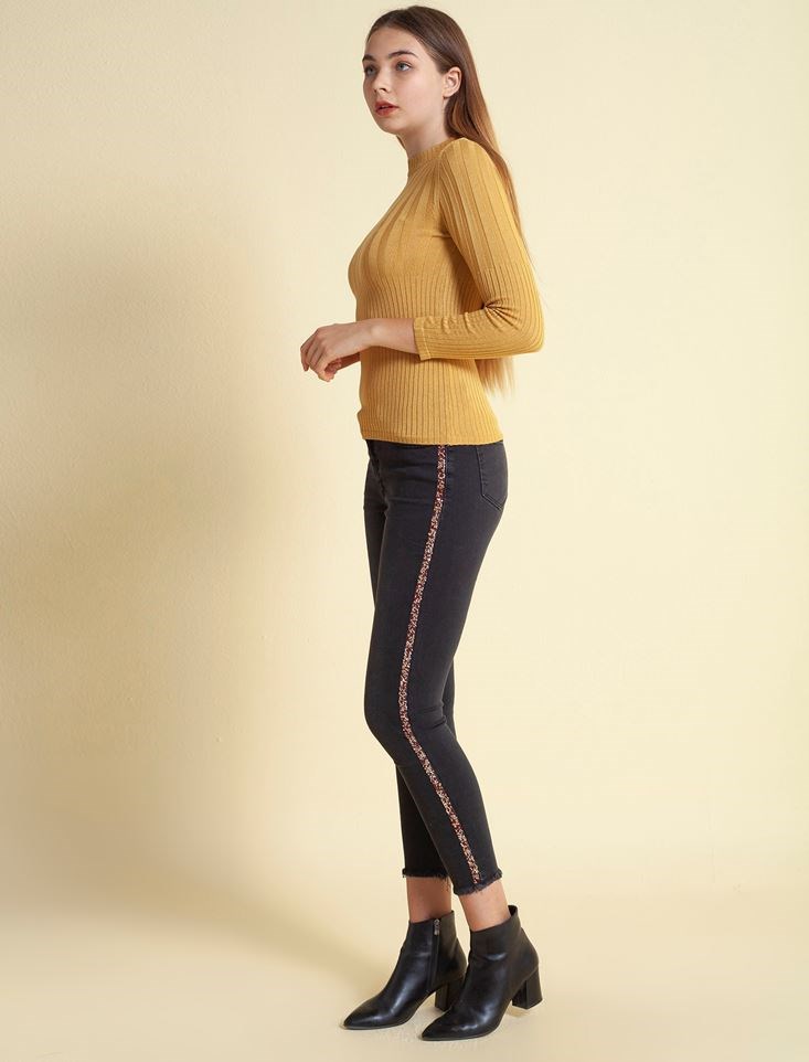 Fashion Friends Kadın T-Shirt 9K0658B1 Hardal / Mustard
