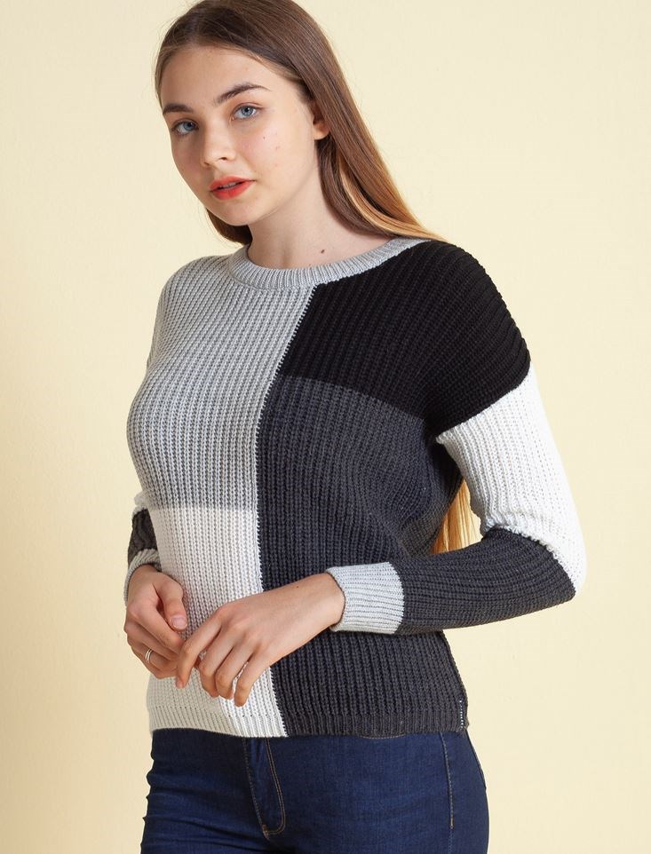 Fashion Friends Kadın Kazak 9K0690B1 Gri Melanj / Grey Melange