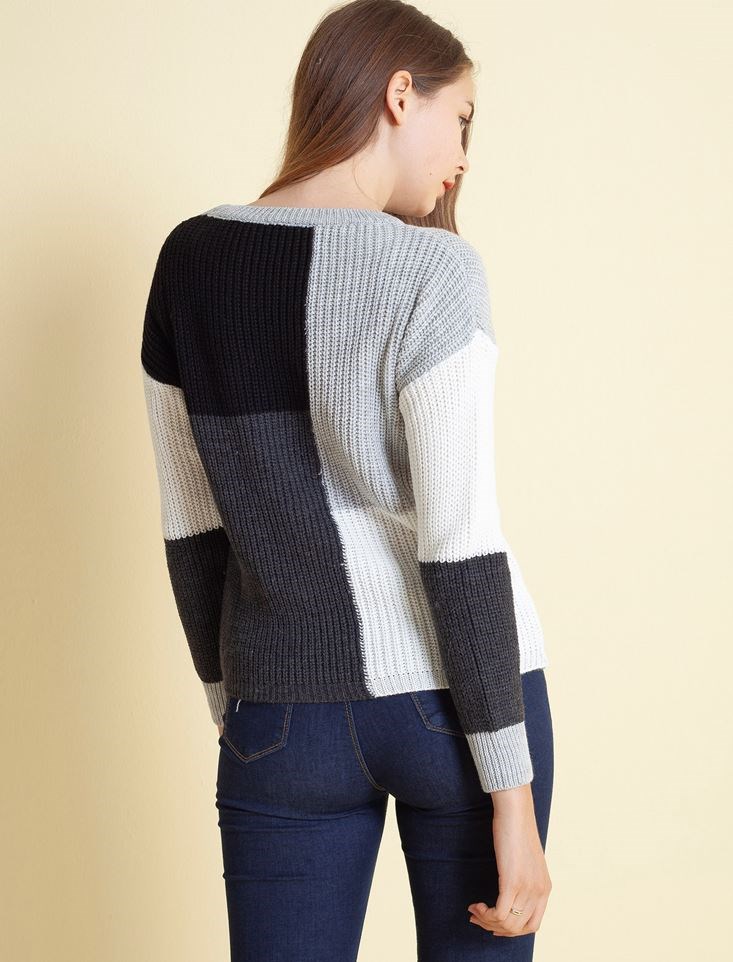 Fashion Friends Kadın Kazak 9K0690B1 Gri Melanj / Grey Melange