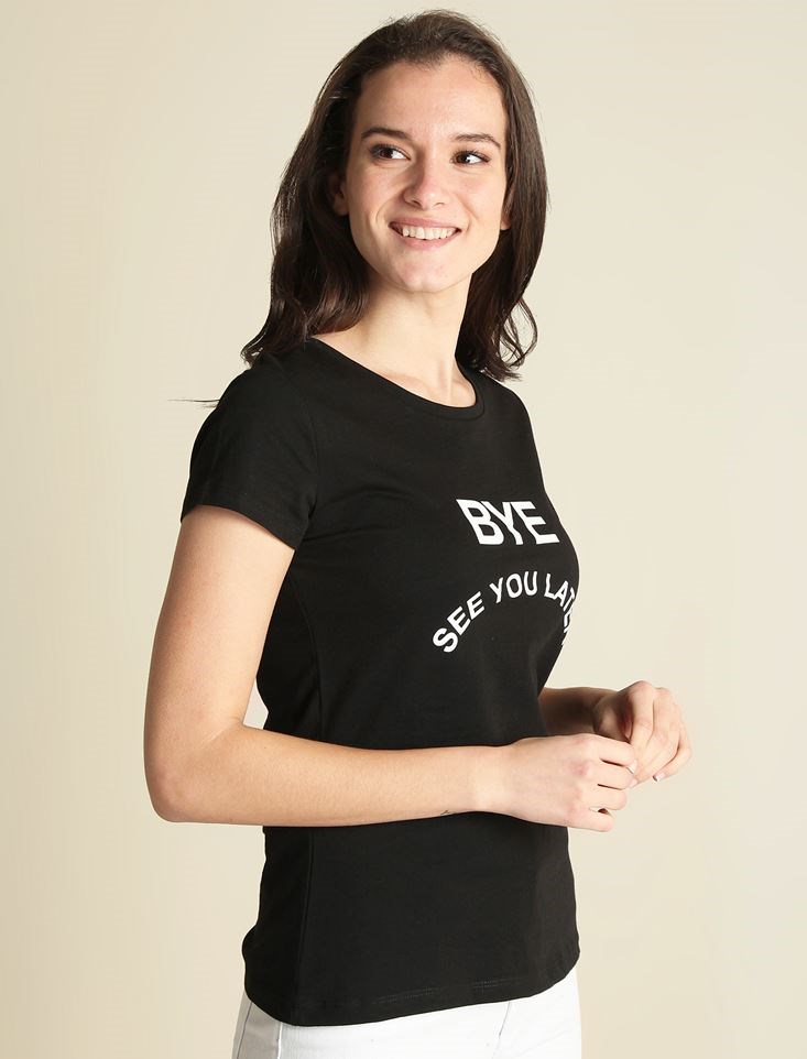 Fashion Friends Kadın T-Shirt 9Y0214B1 Siyah / Black