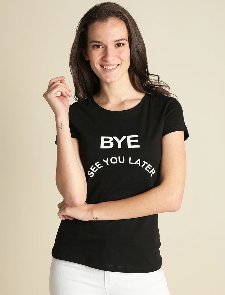 Fashion Friends Kadın T-Shirt 9Y0214B1 Siyah / Black