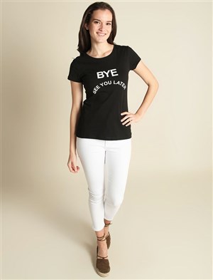 Fashion Friends Kadın T-Shirt 9Y0214B1 Siyah / Black