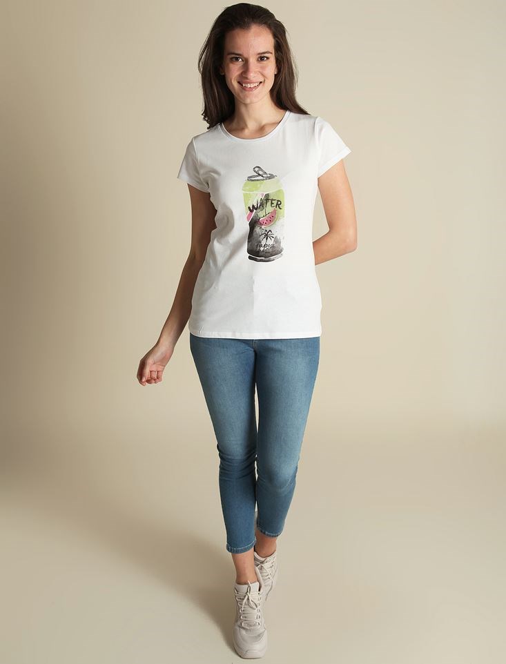 Fashion Friends Kadın T-Shirt 9Y0308B1 Beyaz / White