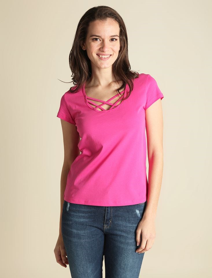 Fashion Friends Kadın T-Shirt 9Y0483B1 Fuşya / Fuchsia