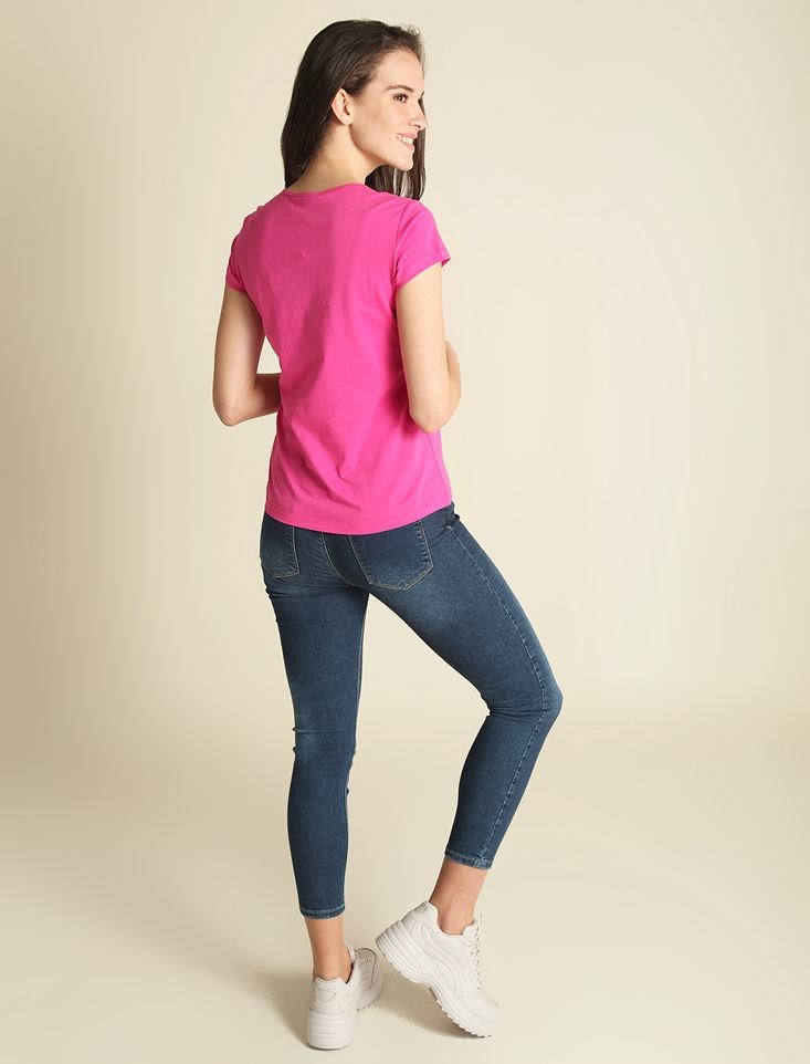 Fashion Friends Kadın T-Shirt 9Y0483B1 Fuşya / Fuchsia