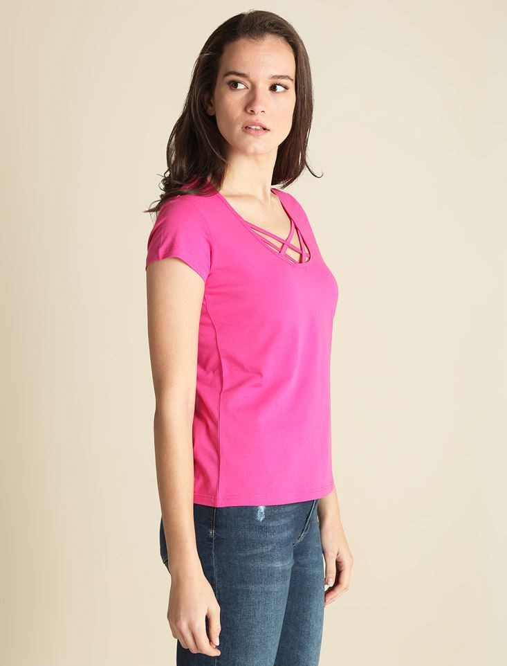 Fashion Friends Kadın T-Shirt 9Y0483B1 Fuşya / Fuchsia