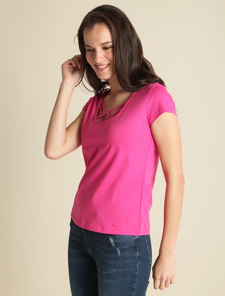 Fashion Friends Kadın T-Shirt 9Y0483B1 Fuşya / Fuchsia