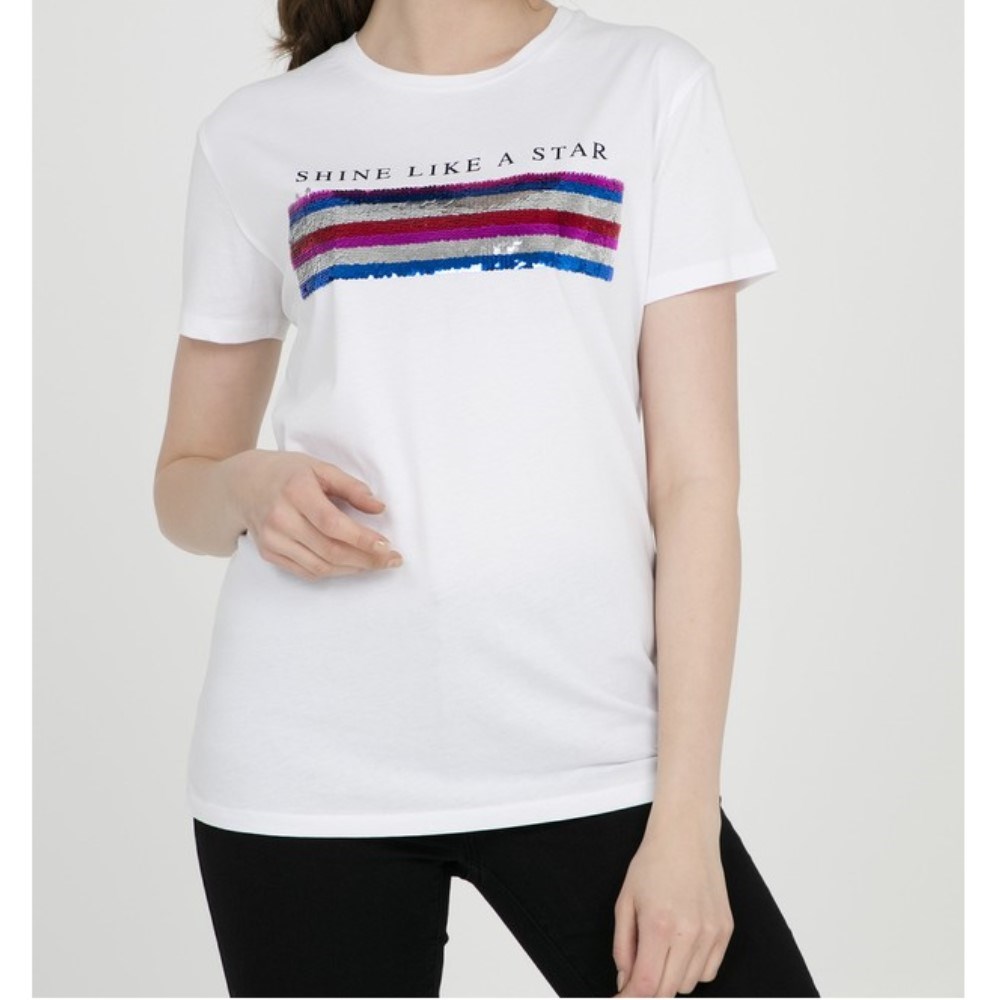 Fashion Friends Kadın T-Shirt 9Y0485B1 Beyaz / White