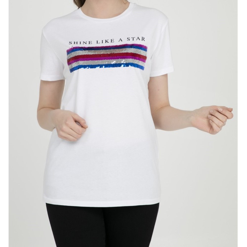 Fashion Friends Kadın T-Shirt 9Y0485B1 Beyaz / White