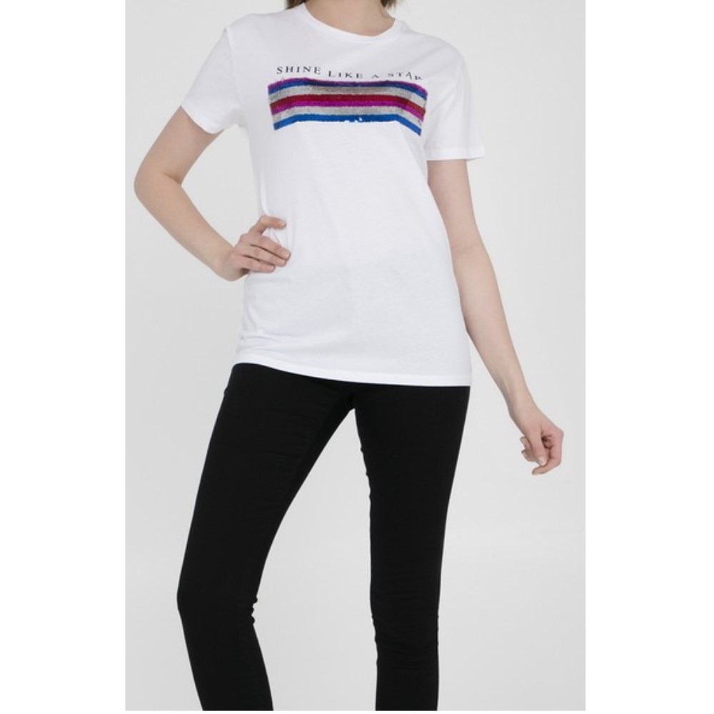Fashion Friends Kadın T-Shirt 9Y0485B1 Beyaz / White