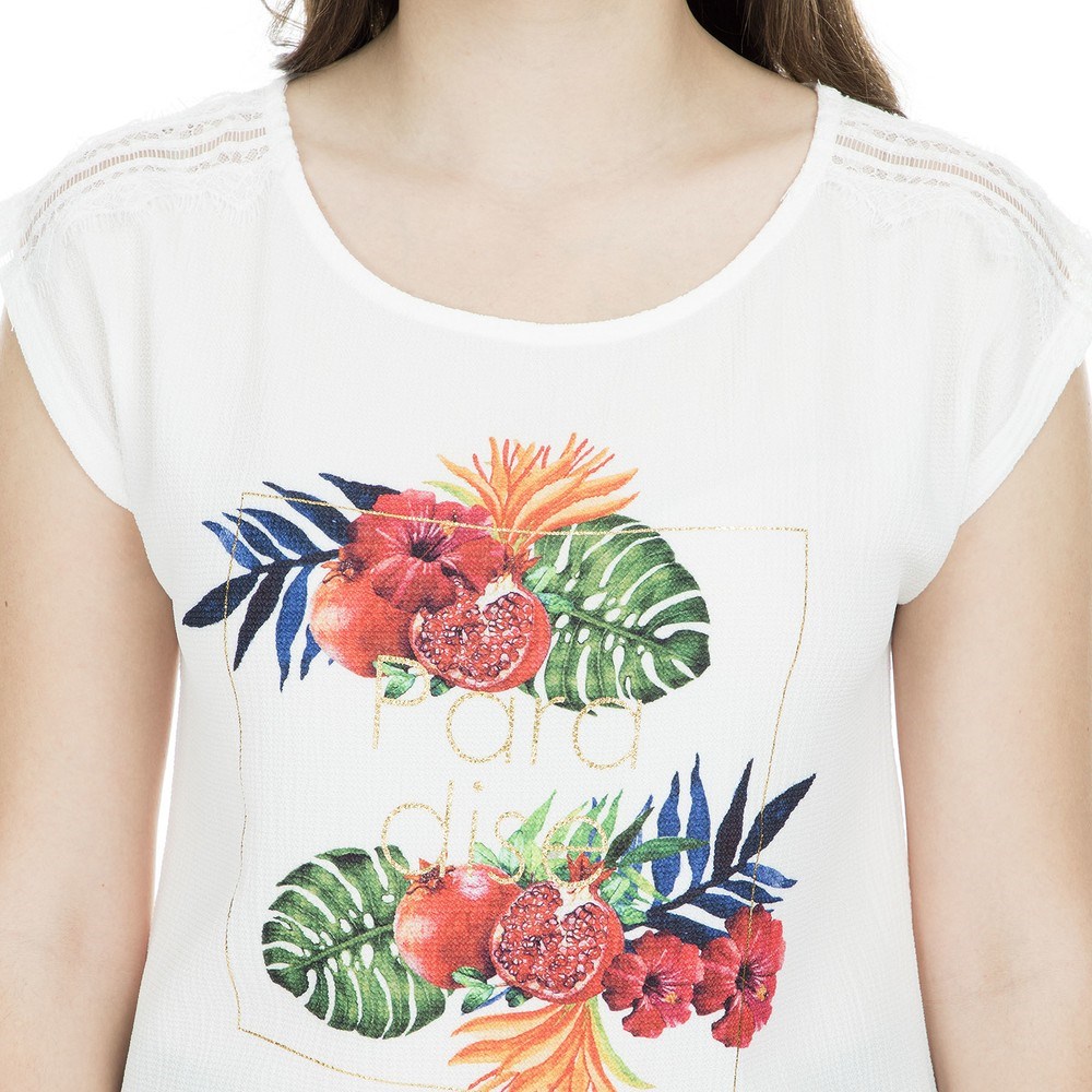 Fashion Friends Kadın T-Shirt 9Y0823B1 Ekru / Ecru