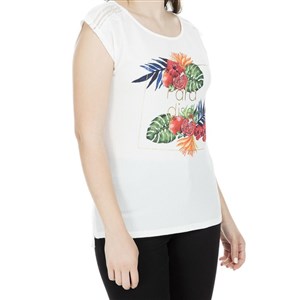 Fashion Friends Kadın T-Shirt 9Y0823B1 Ekru / Ecru