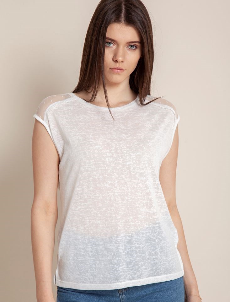 Fashion Friends Kadın T-Shirt 9Y0830B1 Ekru / Ecru