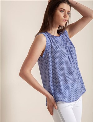 Fashion Friends Kadın Bluz 9Y0988B1 Mavi Desenli