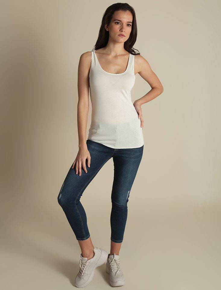 Fashion Friends Kadın Atlet 9Y1320B1 Ekru / Ecru