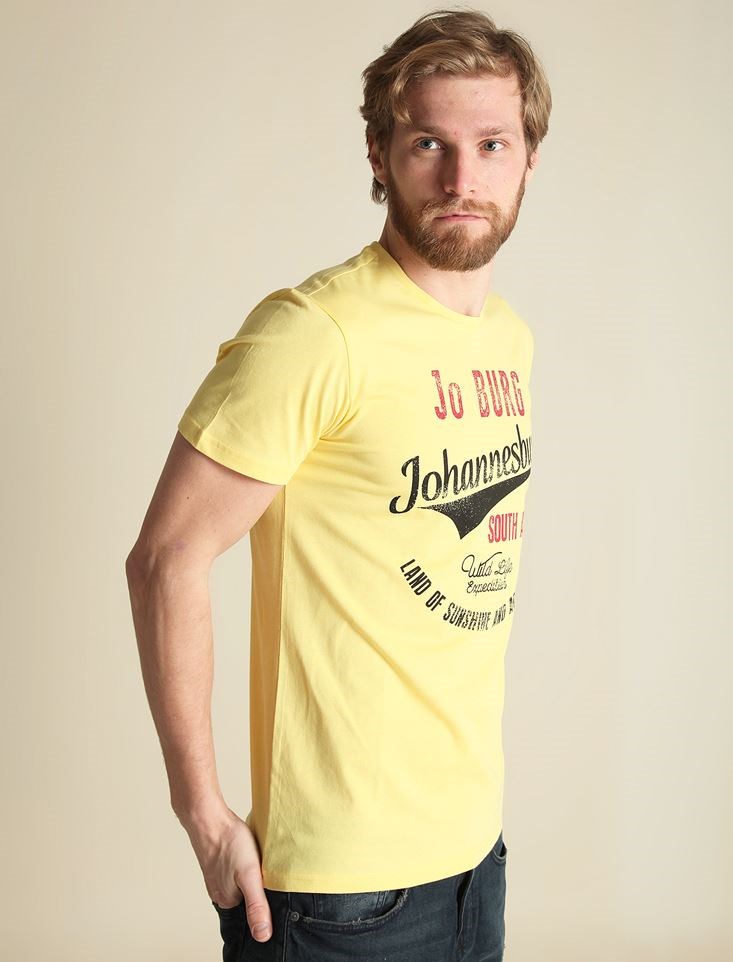 Fashion Friends Erkek T-Shirt 9Y1512E1 Sarı / Yellow