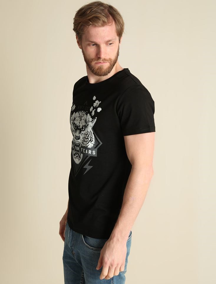 Fashion Friends Erkek T-Shirt 9Y1554E1 Siyah / Black