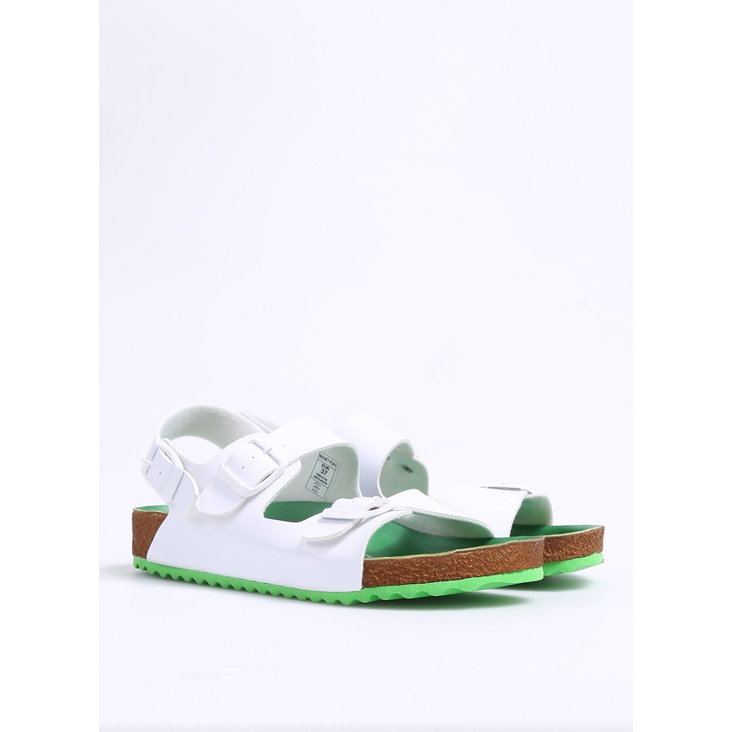 Benetton Kadın Sandalet BN-1222 292-Beyaz-Yesil
