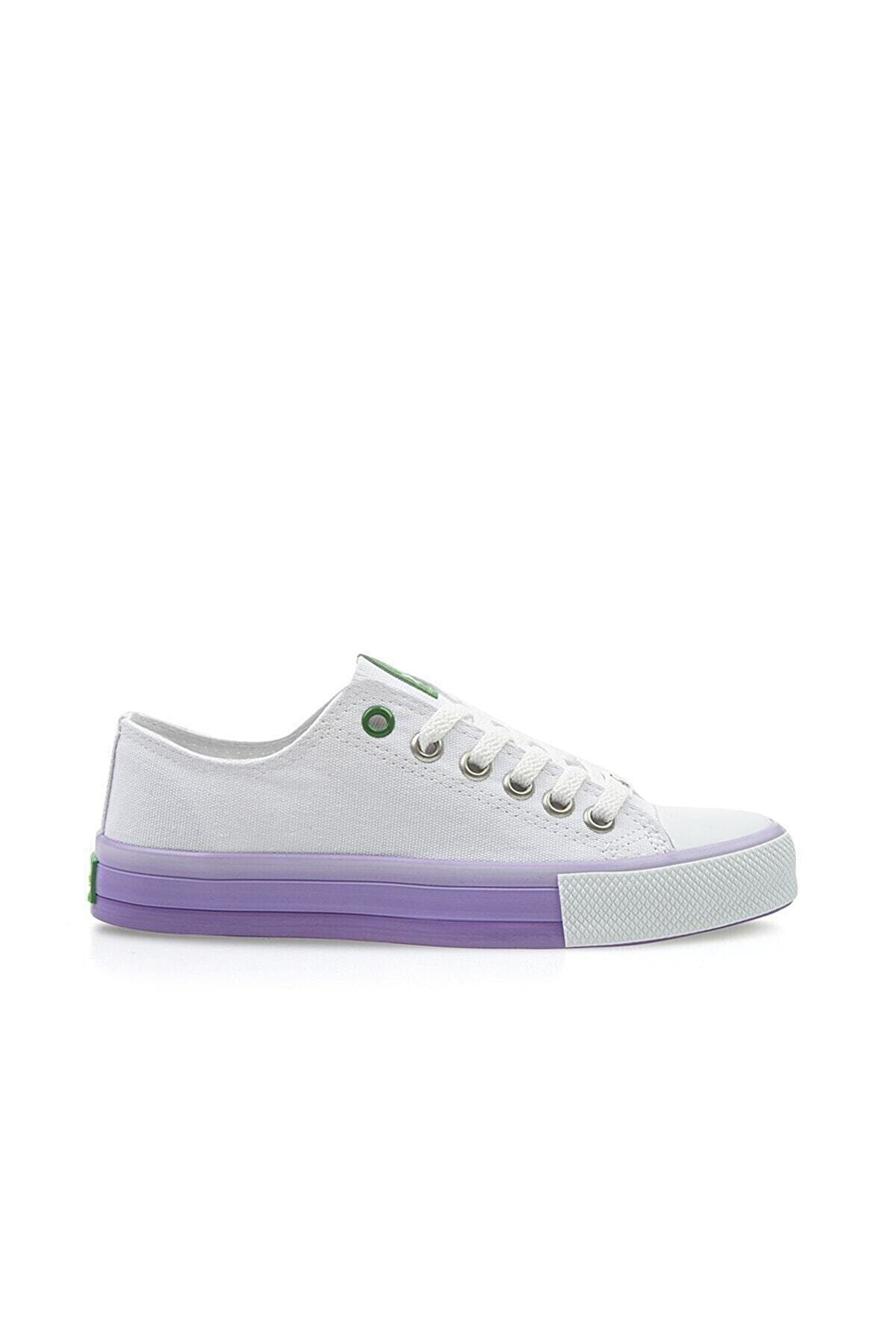 Benetton Kadın Ayakkabı BN-30176 316-Beyaz-Lila (Beyaz Tbn)