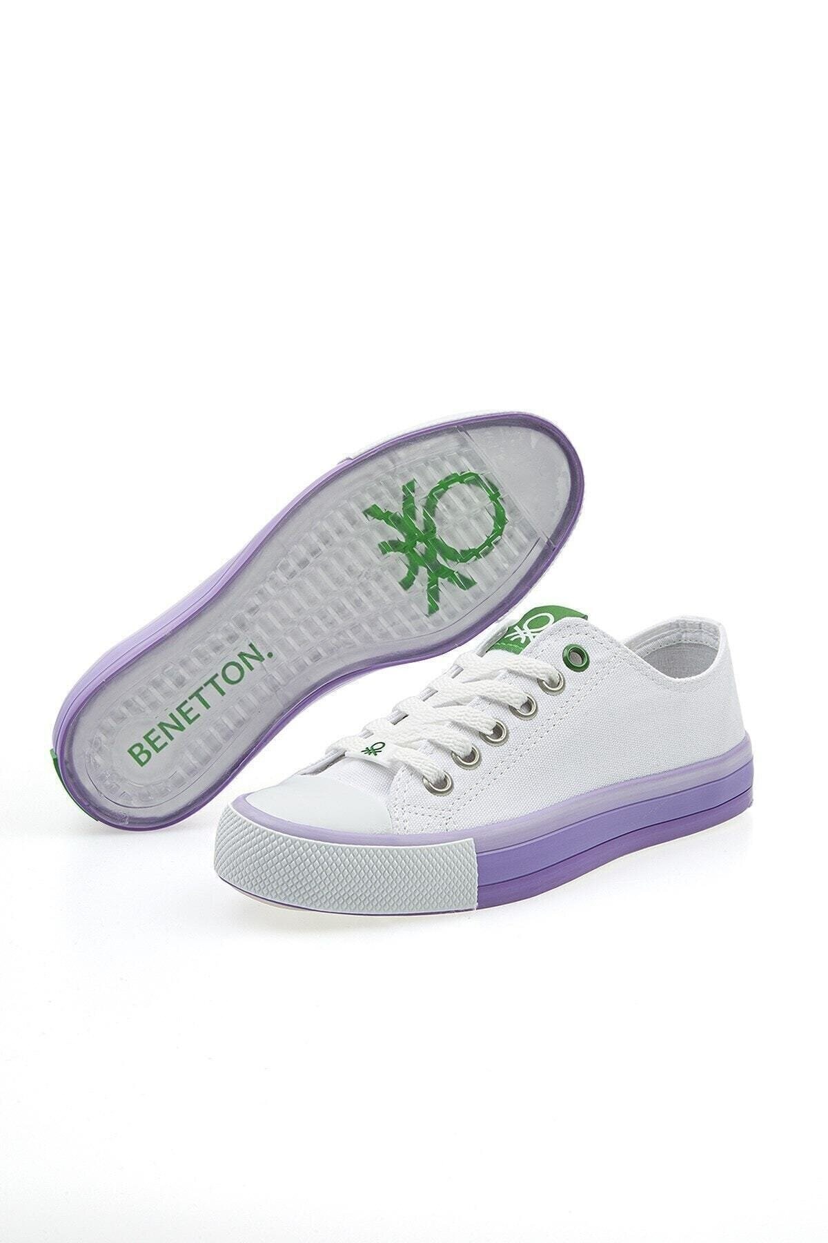 Benetton Kadın Ayakkabı BN-30176 316-Beyaz-Lila (Beyaz Tbn)