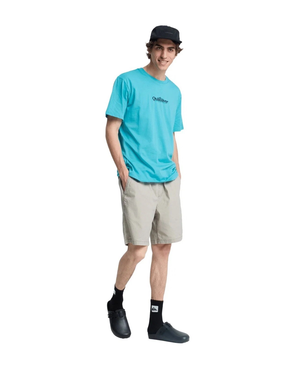 Quiksilver Erkek T-Shirt EQYZT08174 Aqua - Solid