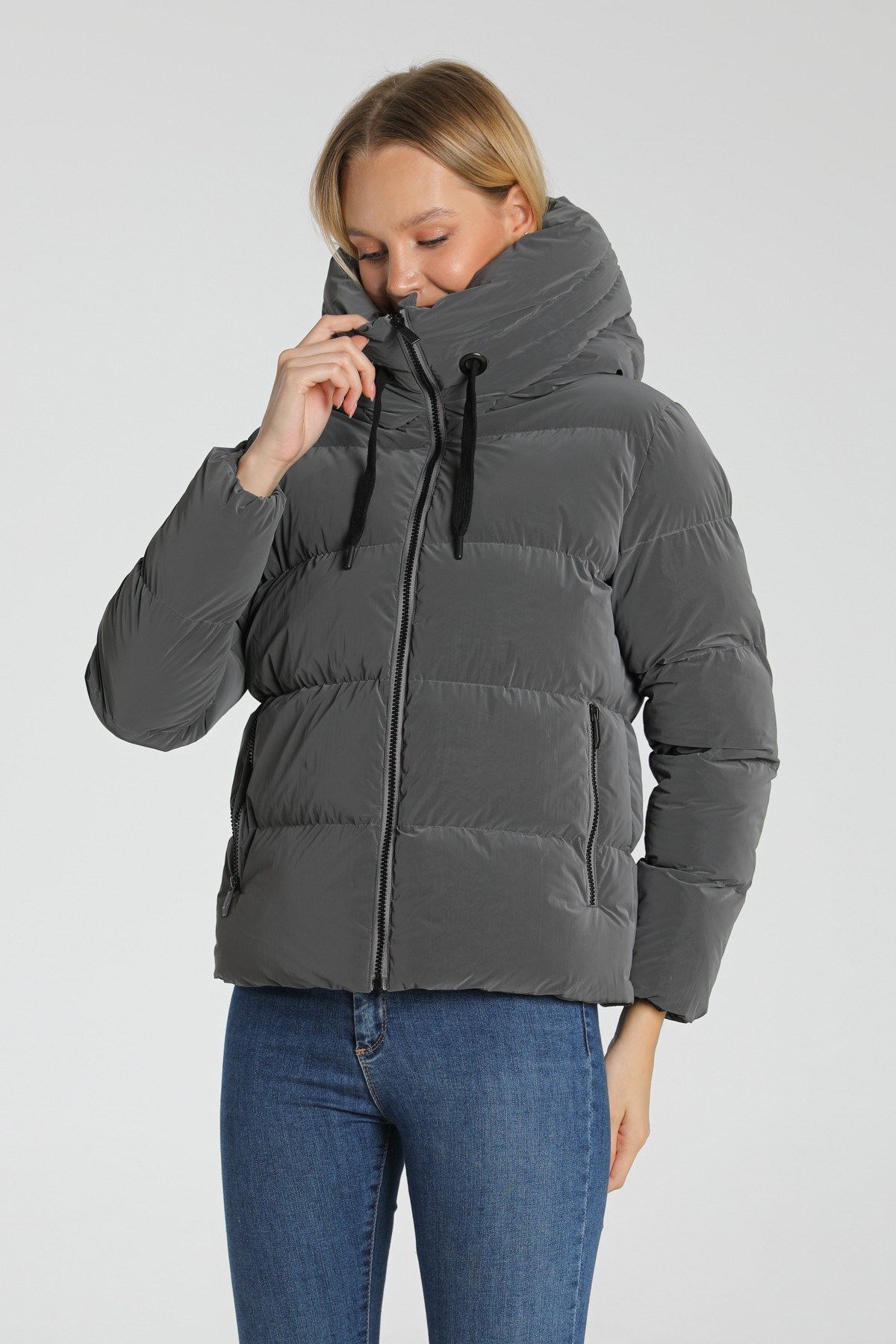 Pique Kadın Mont FLAME23 Gri