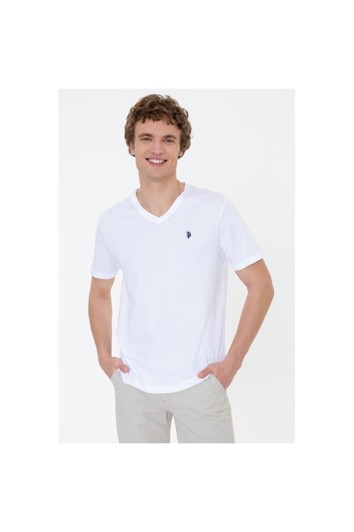 US Polo Assn Erkek T-Shirt G081GL011-1350595 Beyaz