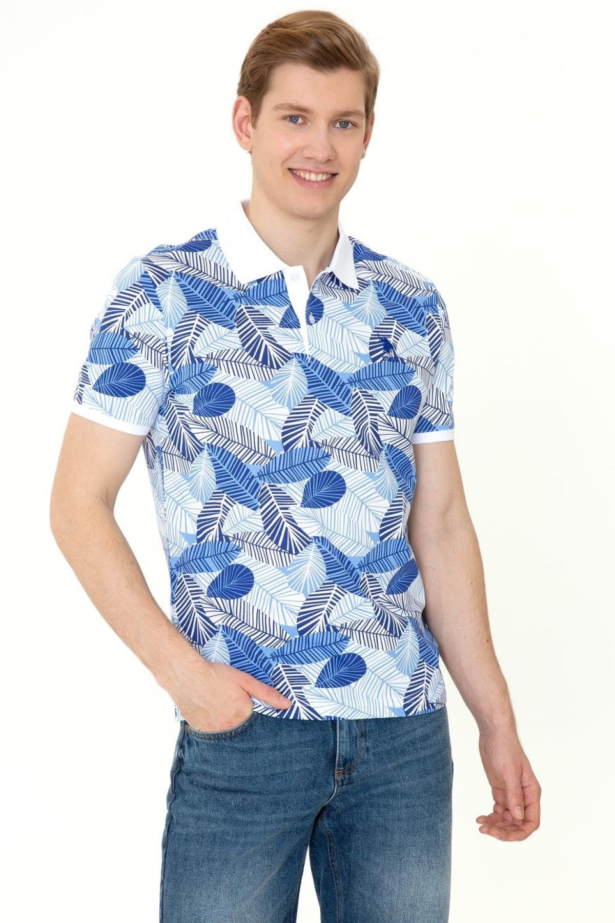 US Polo Assn Erkek T-Shirt G081GL011-1358114 Mavı
