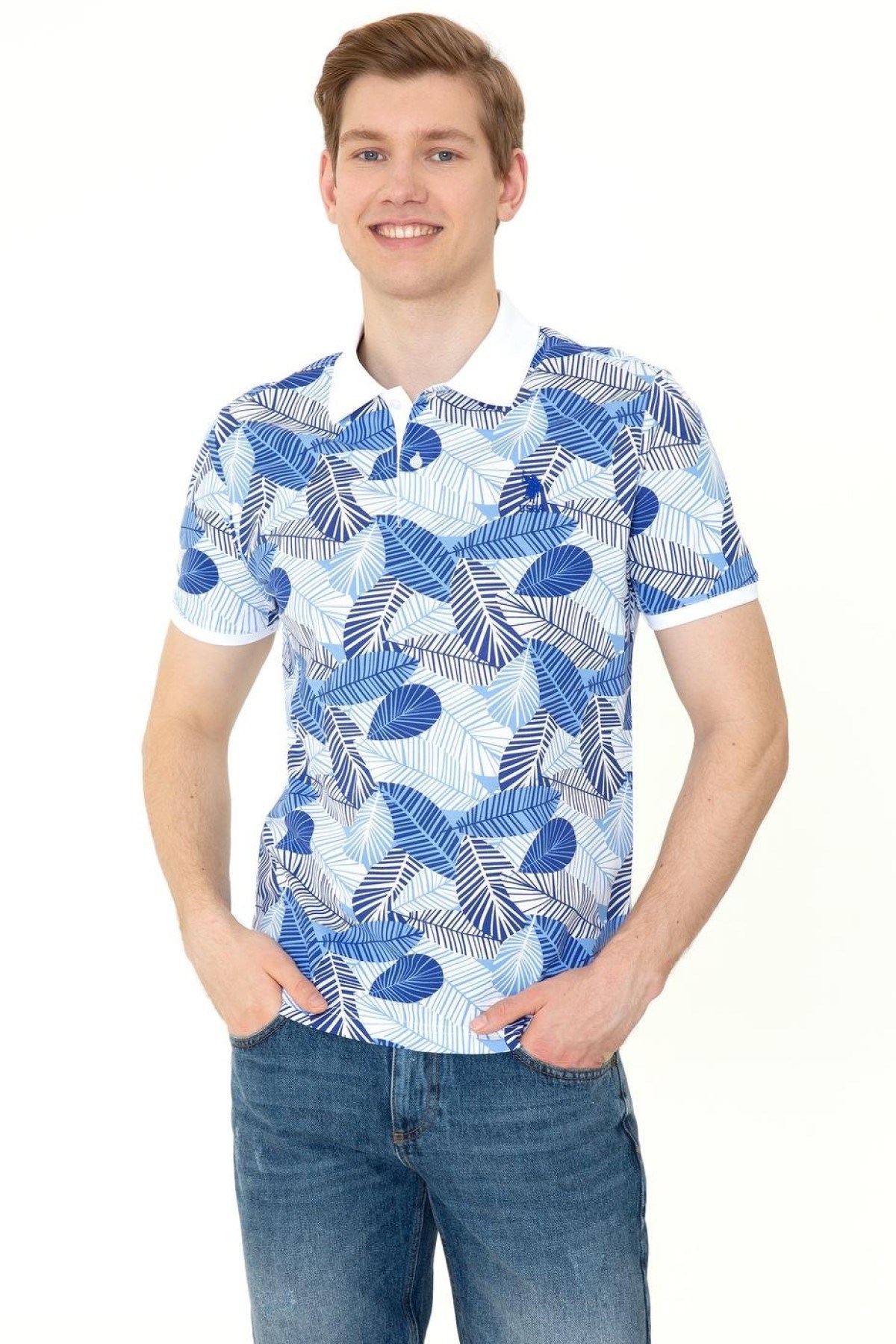 US Polo Assn Erkek T-Shirt G081GL011-1358114 Mavı