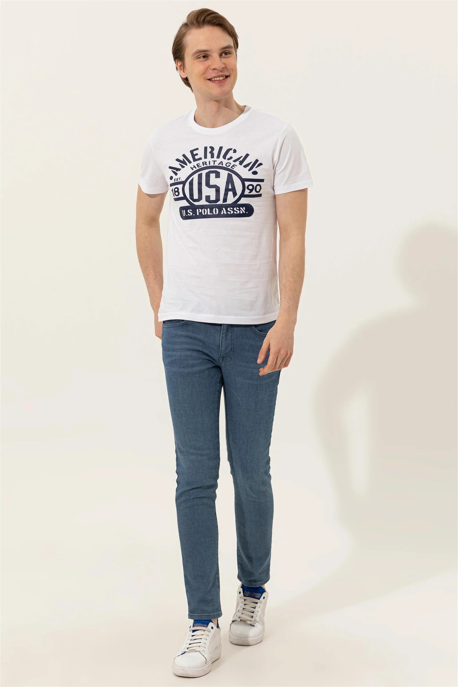 US Polo Assn Erkek T-Shirt G081GL011-1358344 Beyaz