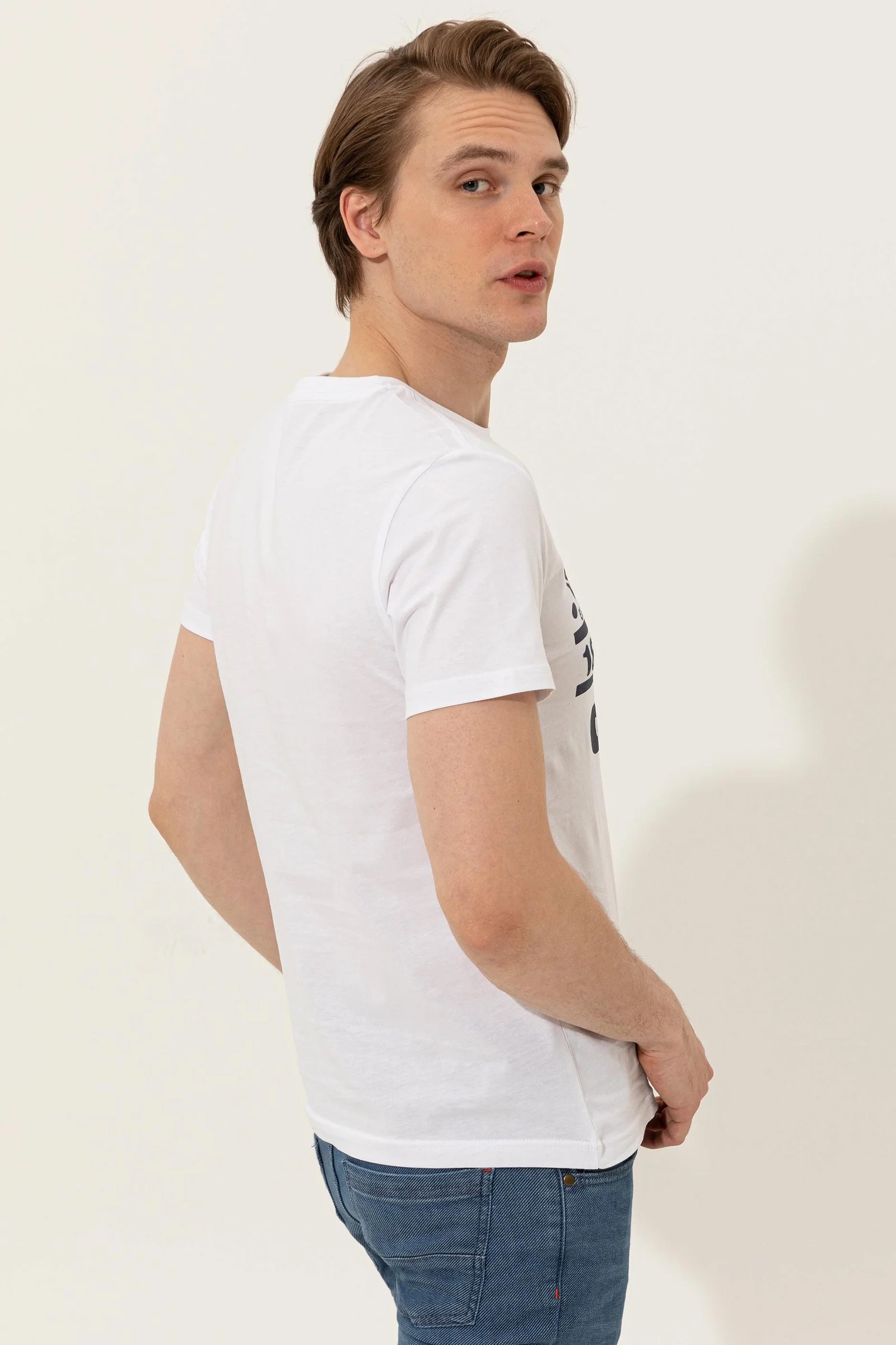 US Polo Assn Erkek T-Shirt G081GL011-1358344 Beyaz