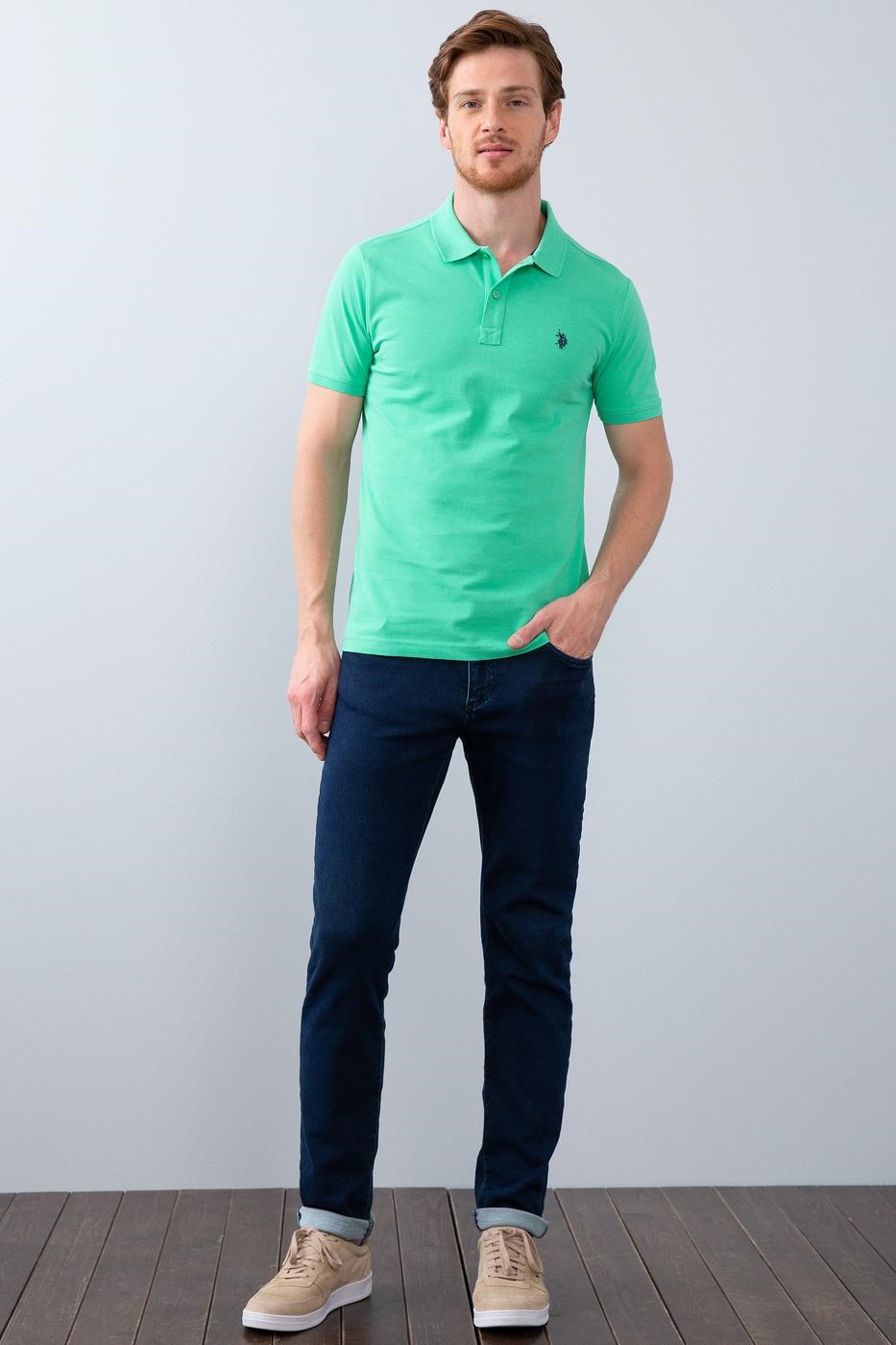 US Polo Assn Erkek T-Shirt G081GL011-739379 Ekru