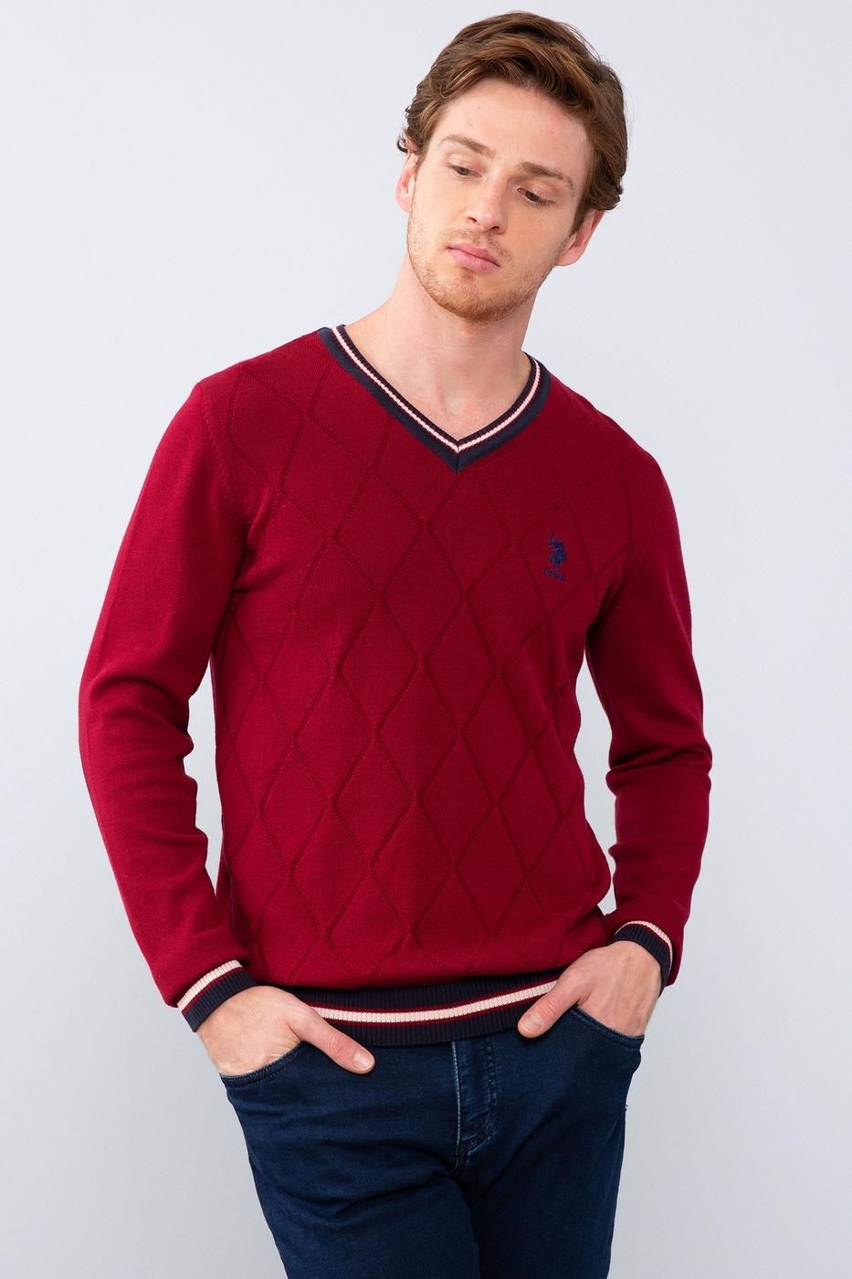 US Polo Assn Erkek Kazak G081GL0TK-809901 Bordo
