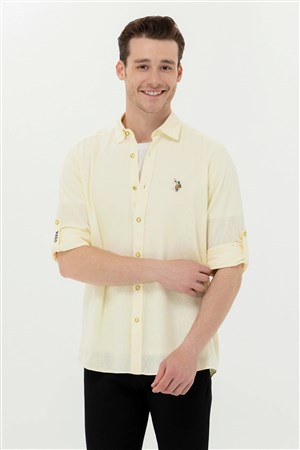 US Polo Assn Erkek Gömlek G081SZ004-1570537 Açık Sarı
