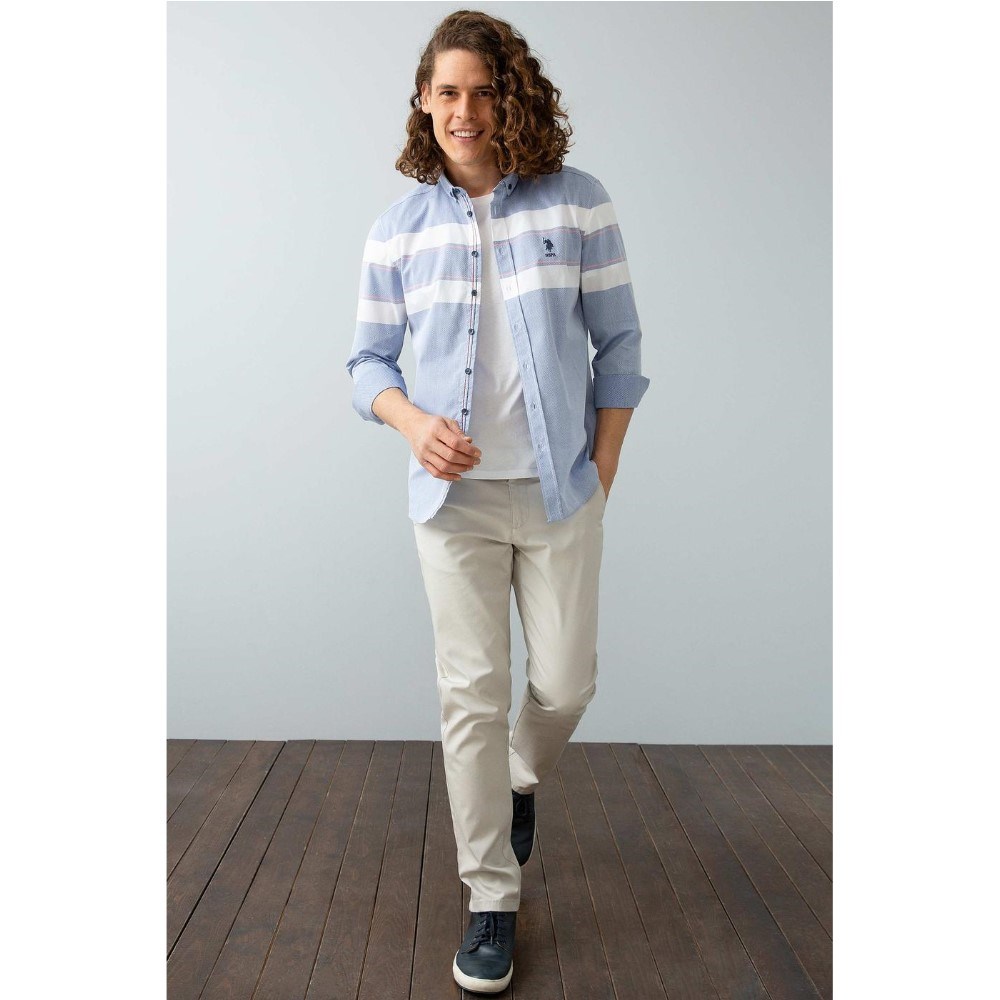 US Polo Assn Erkek Gömlek G081SZ004-738376 Sax