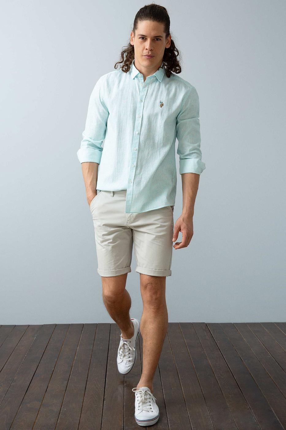 US Polo Assn Erkek Gömlek G081SZ004-786684 Aqua