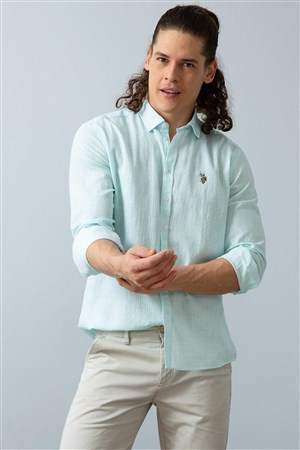 US Polo Assn Erkek Gömlek G081SZ004-786684 Aqua