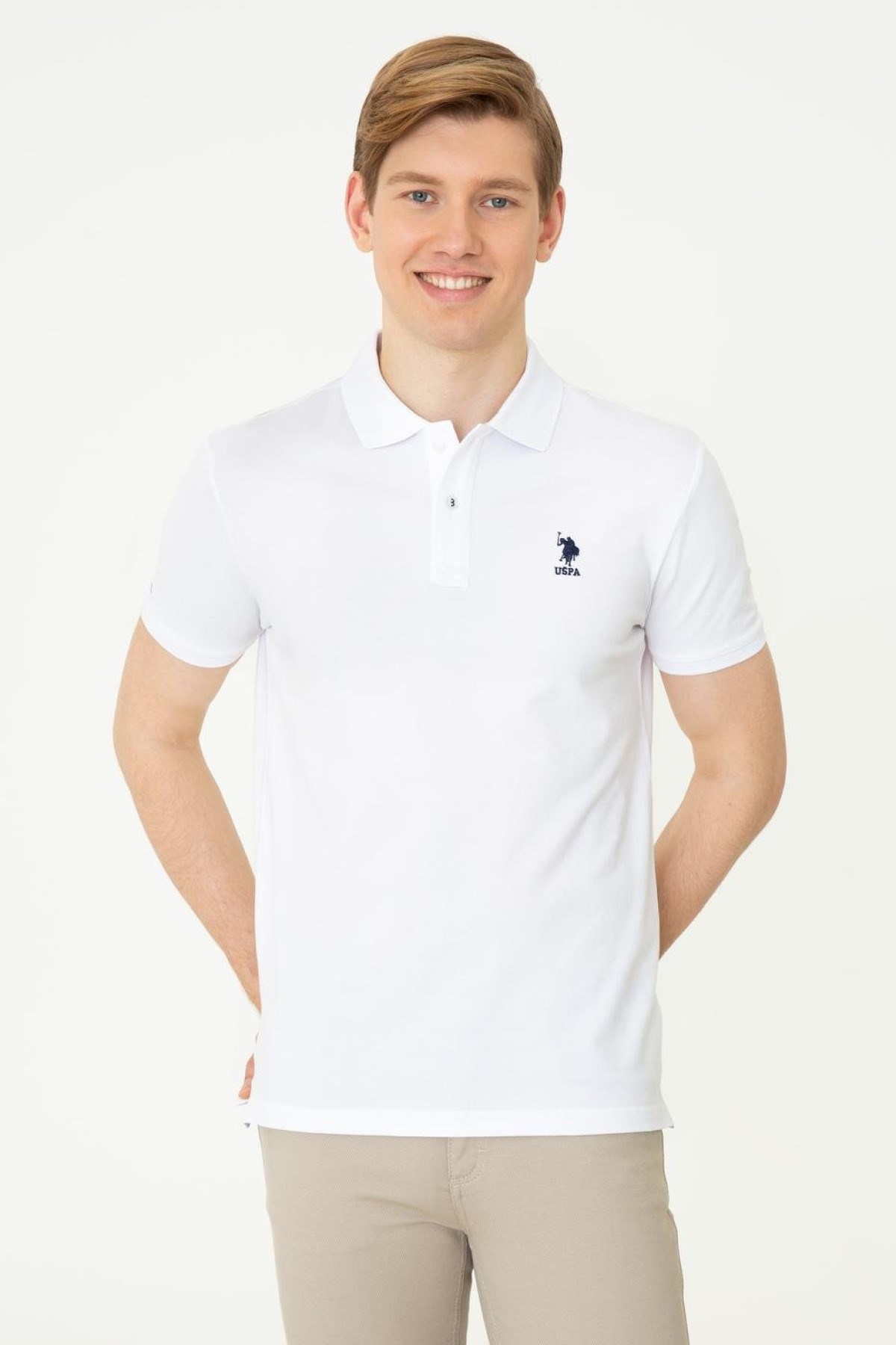 US Polo Assn Erkek T-Shirt G081SZ011-1350507 Beyaz