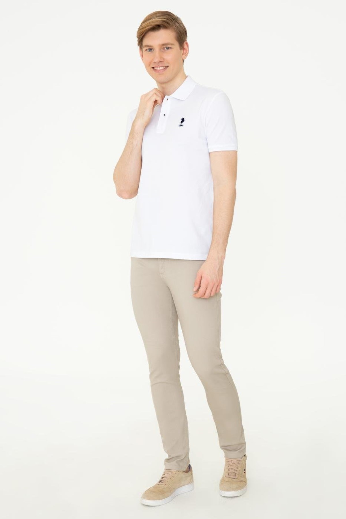 US Polo Assn Erkek T-Shirt G081SZ011-1350507 Beyaz