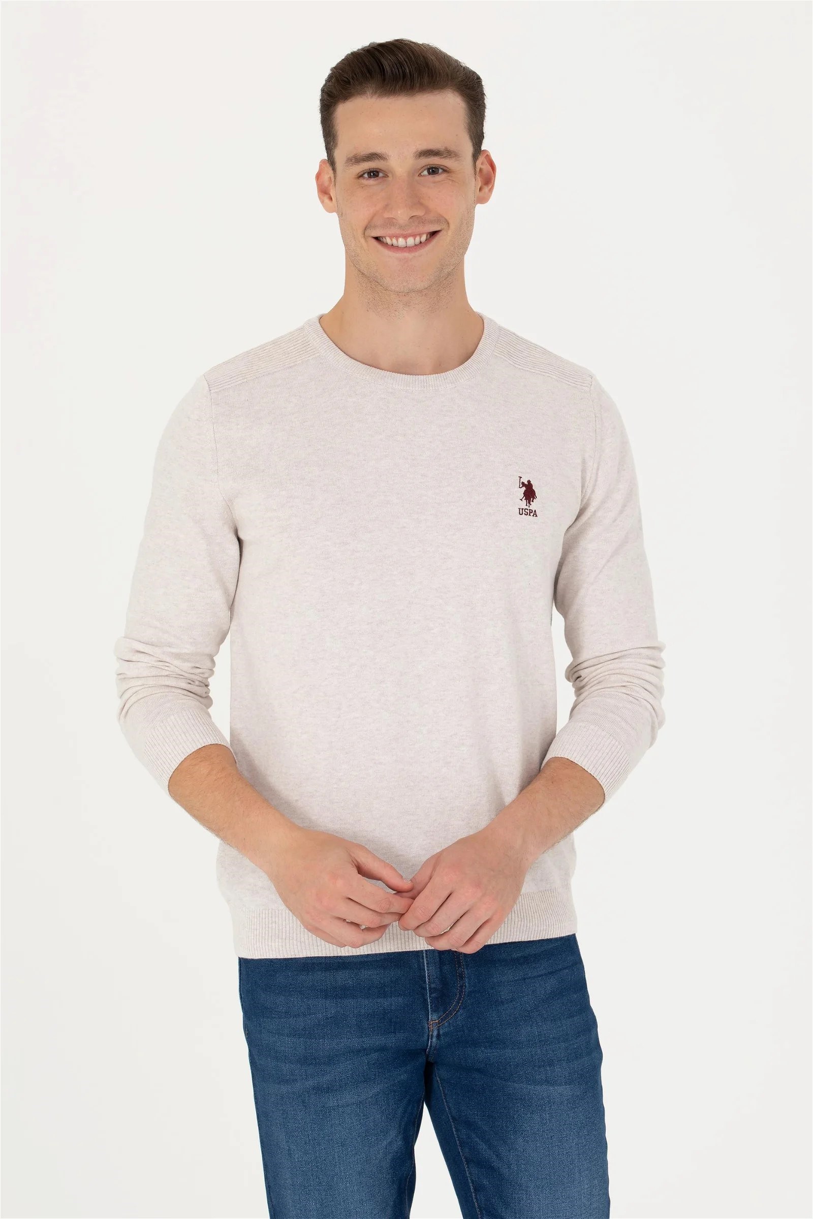 US Polo Assn Erkek Kazak G081SZ0TK-1428937 Taş Melanj