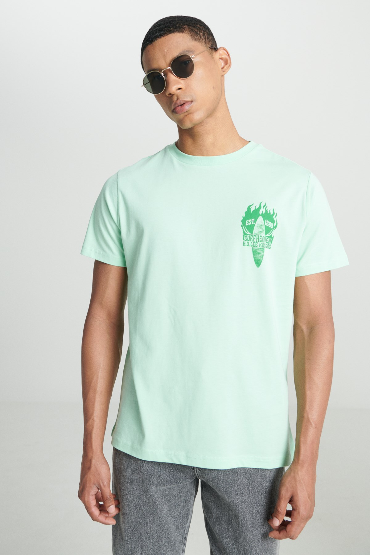 Lee Erkek T-Shirt L231288299 Light Green
